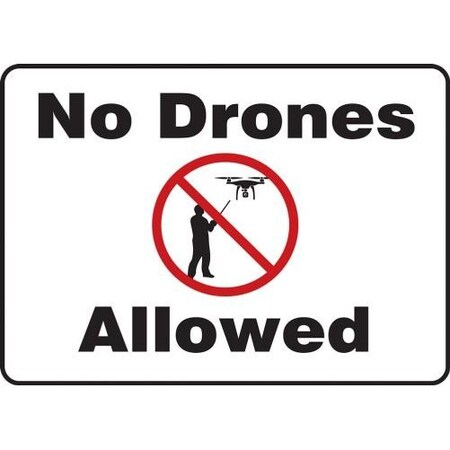 SAFETY SIGN NO DRONES ALLOWED 14 In  X 20 In  MDRN500VA